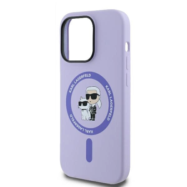Karl Lagerfeld Silicone Karl&Choupette Heads Ring MagSafe Case for iPhone 14 Pro Max - Purpleeng