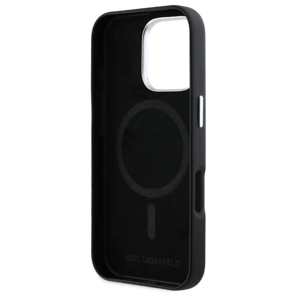 Karl Lagerfeld FW Metal Plate MagSafe iPhone 16 Pro Case - Blackeng