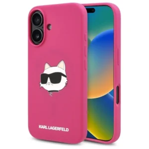 Karl Lagerfeld Silicone Choupette Head Print MagSafe iPhone 16 Case - Fuchsiaeng