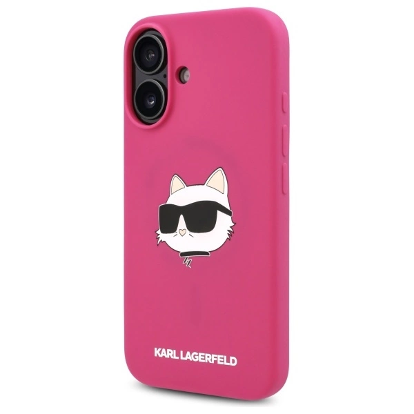 Karl Lagerfeld Silicone Choupette Head Print MagSafe iPhone 16 Case - Fuchsiaeng