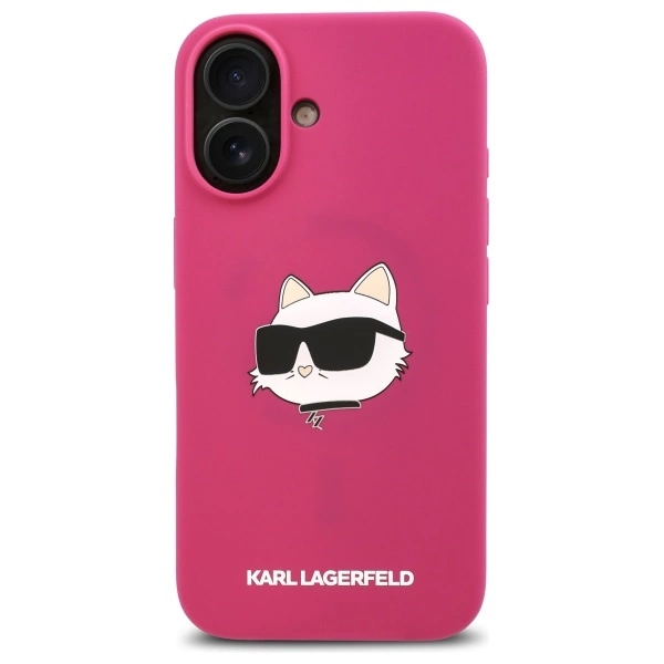 Karl Lagerfeld Silicone Choupette Head Print MagSafe iPhone 16 Case - Fuchsiaeng
