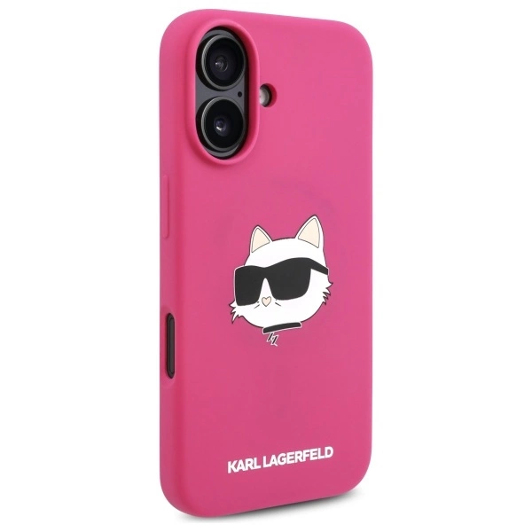 Karl Lagerfeld Silicone Choupette Head Print MagSafe iPhone 16 Case - Fuchsiaeng