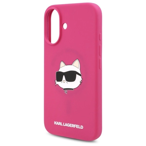 Karl Lagerfeld Silicone Choupette Head Print MagSafe iPhone 16 Case - Fuchsiaeng