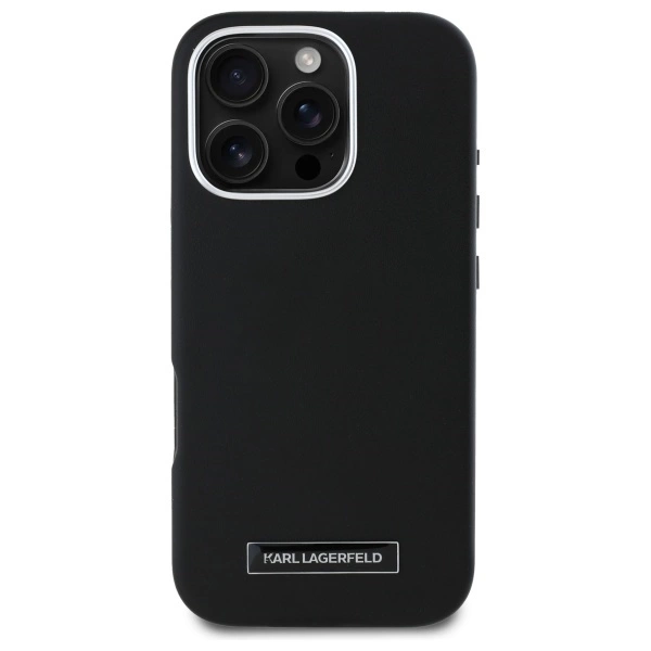 Karl Lagerfeld FW Metal Plate MagSafe iPhone 16 Pro Max Case - Blackeng