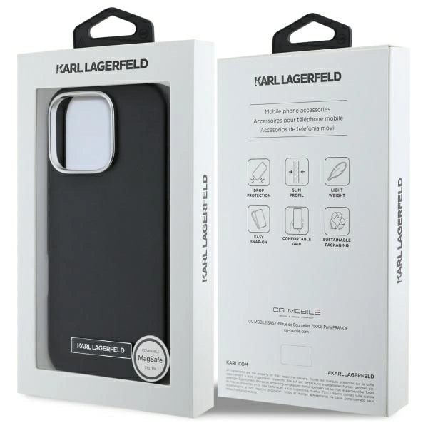 Karl Lagerfeld FW Metal Plate MagSafe iPhone 16 Pro Max Case - Blackeng