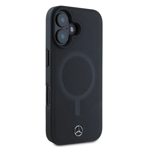 Mercedes Plain Smooth Leather MagSafe iPhone 16 Case - Blackeng