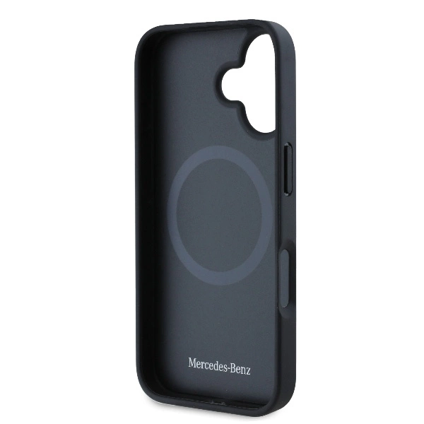 Mercedes Plain Smooth Leather MagSafe iPhone 16 Case - Blackeng