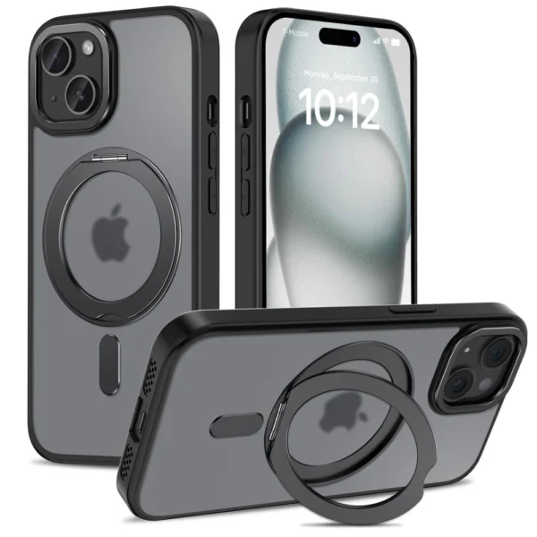 Tech-Protect MagRing MagSafe Case with Stand for iPhone 15 - Blackeng