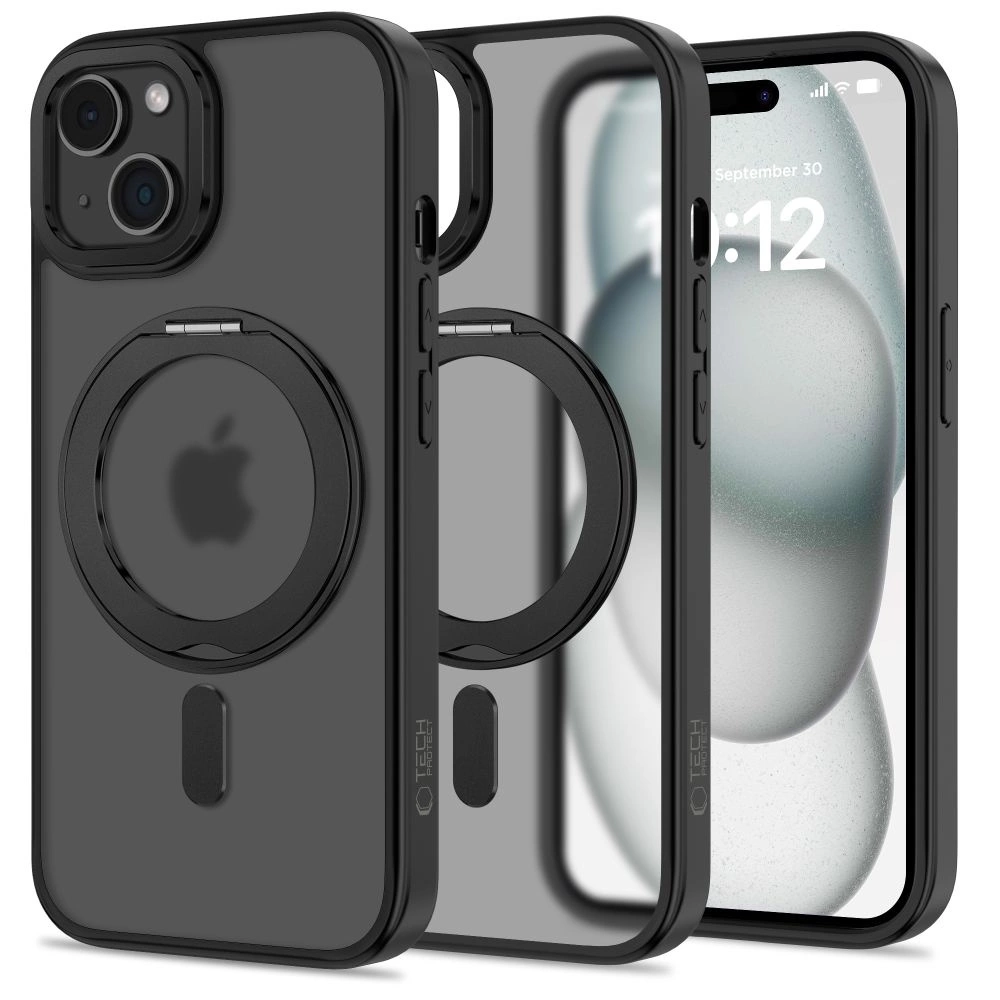Tech-Protect MagRing MagSafe Case with Stand for iPhone 15 - Blackeng
