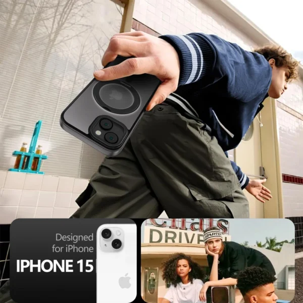 Tech-Protect MagRing MagSafe Case with Stand for iPhone 15 - Blackeng