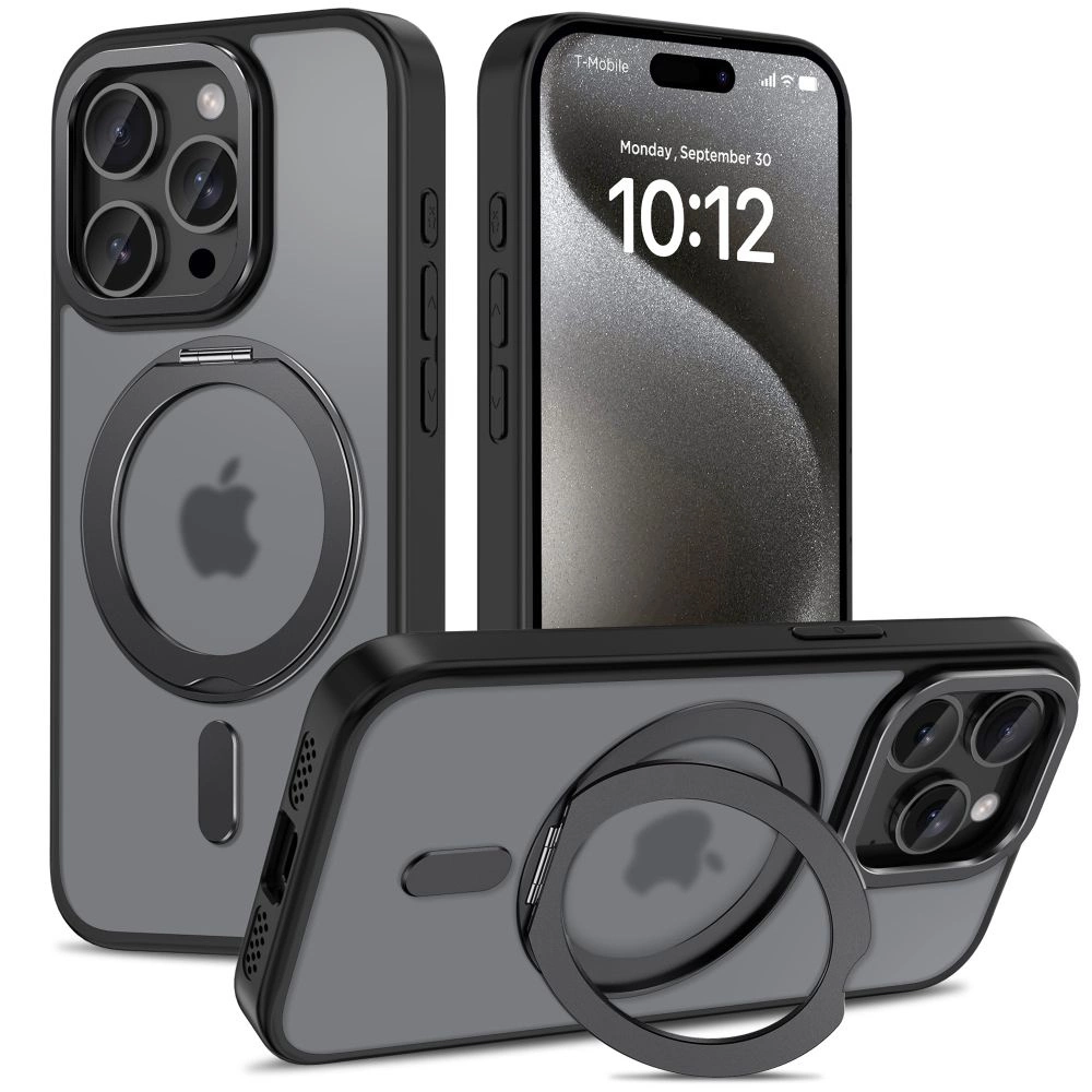 Tech-Protect MagRing MagSafe Case with Stand for iPhone 15 Pro - Blackeng