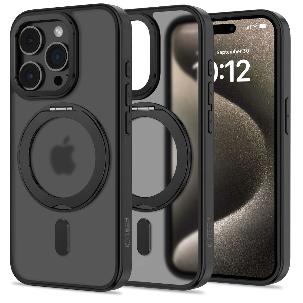 Tech-Protect MagRing MagSafe Case with Stand for iPhone 15 Pro - Blackeng