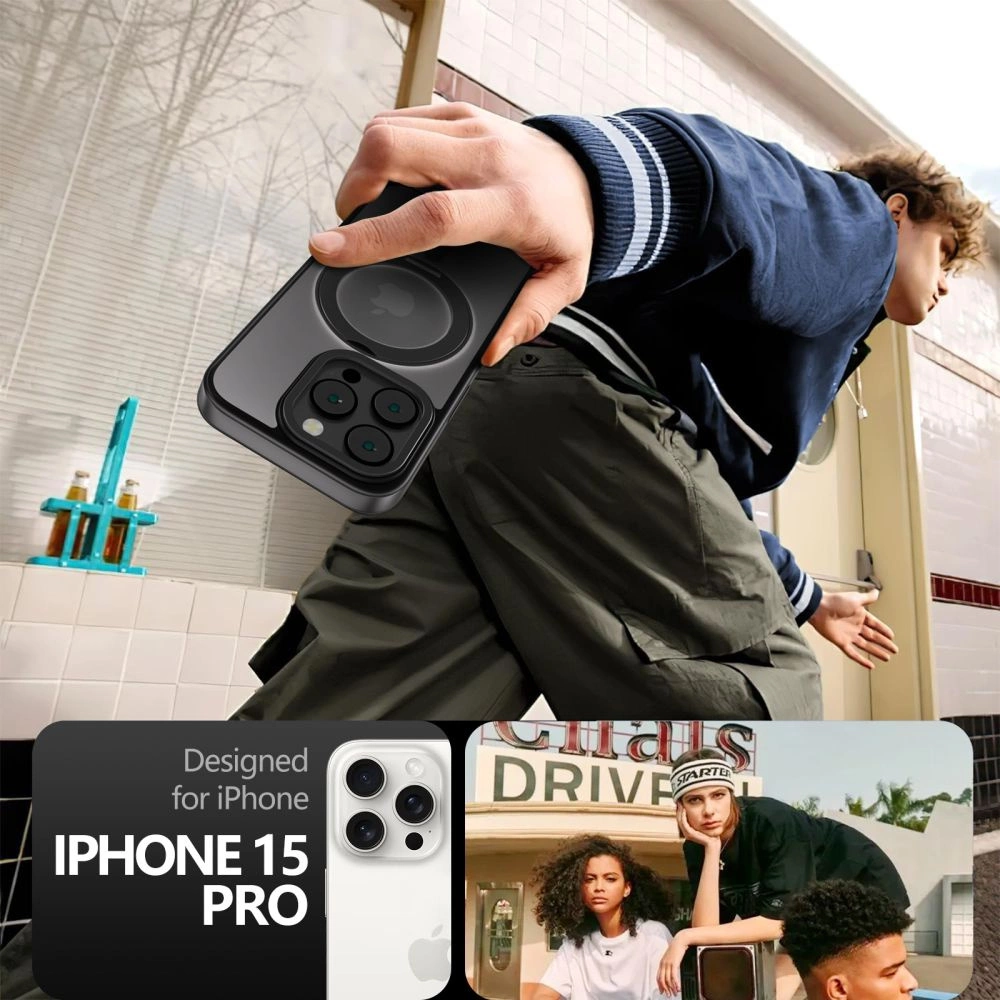 Tech-Protect MagRing MagSafe Case with Stand for iPhone 15 Pro - Blackeng