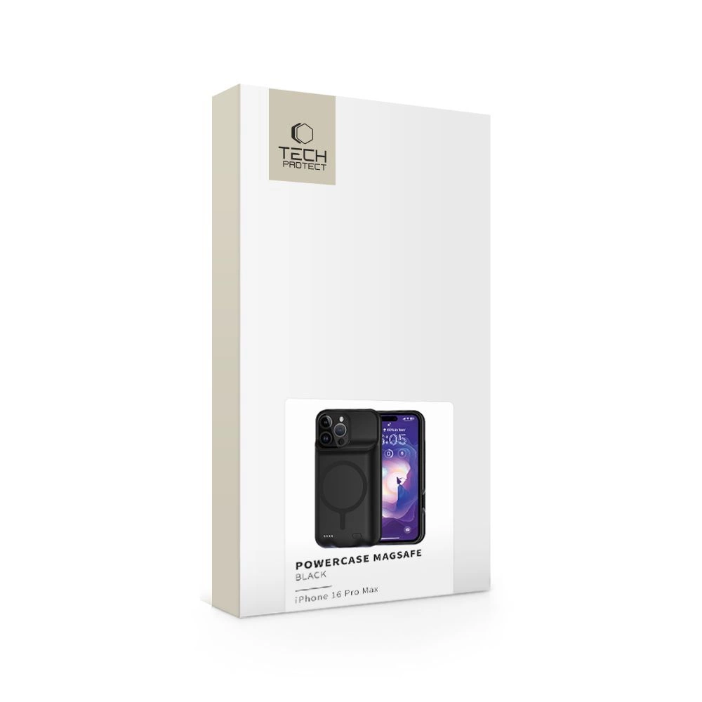 Tech-Protect PowerCase MagSafe Case with 8500mAh Powerbank for iPhone 16 Pro Max - Blackeng