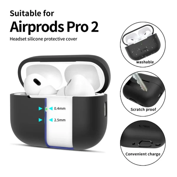 Tech-Protect Silicone Case for Apple AirPods Pro 1 / 2 - Blackeng