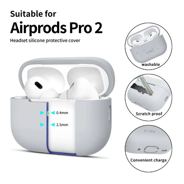 Tech-Protect Silicone Case for Apple AirPods Pro 1 / 2 - Grayeng