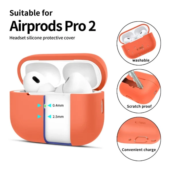 Tech-Protect Silicone Case for Apple AirPods Pro 1 / 2 - Orangeeng