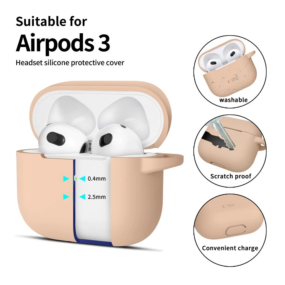Tech-Protect Silicone Hook Case for Apple AirPods 3 - Beigeeng