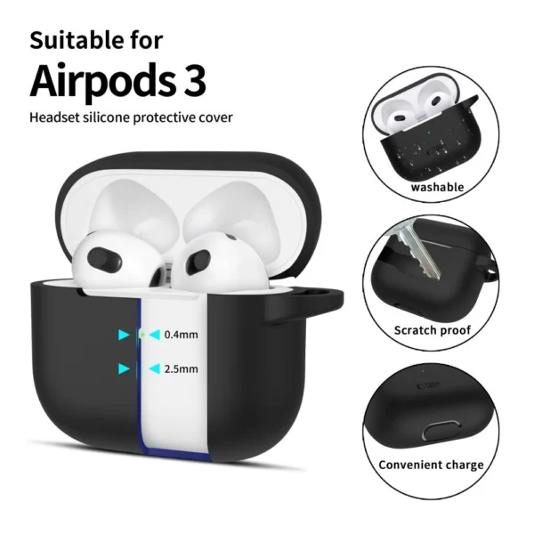 Tech-Protect Silicone Hook Case for Apple AirPods 3 - Blackeng