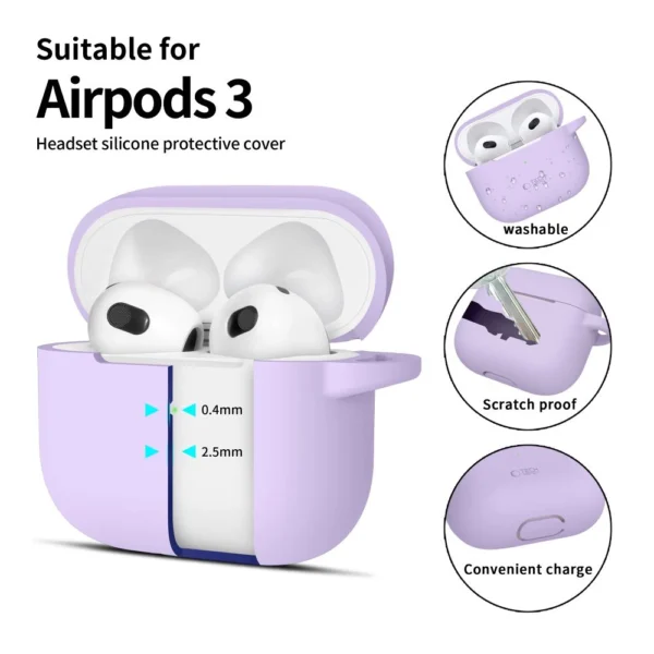 Tech-Protect Silicone Hook Case for Apple AirPods 3 - Purpleeng