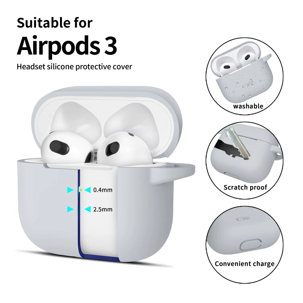Tech-Protect Silicone Hook Case for Apple AirPods 3 - Grayeng