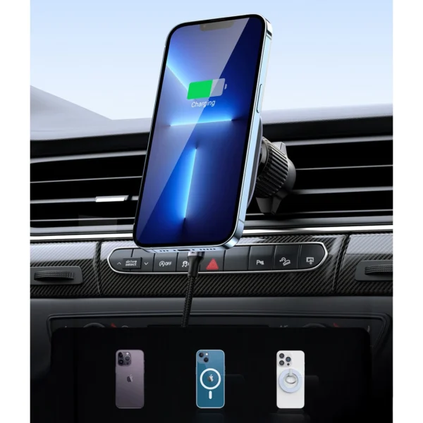 MagSafe Ugreen CD345 2-in-1 induction car charger for cockpit/window/ventilation grille - blackeng