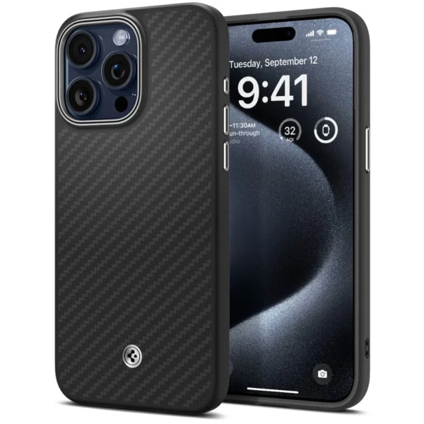 Spigen Enzo Aramid Mag Case with MagSafe for iPhone 15 Pro - Matte Blackeng