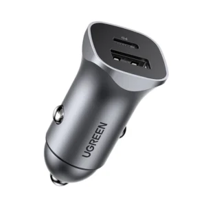 Ugreen car charger USB Type C / USB 24W Power Delivery Quick Charge gray (30780)eng