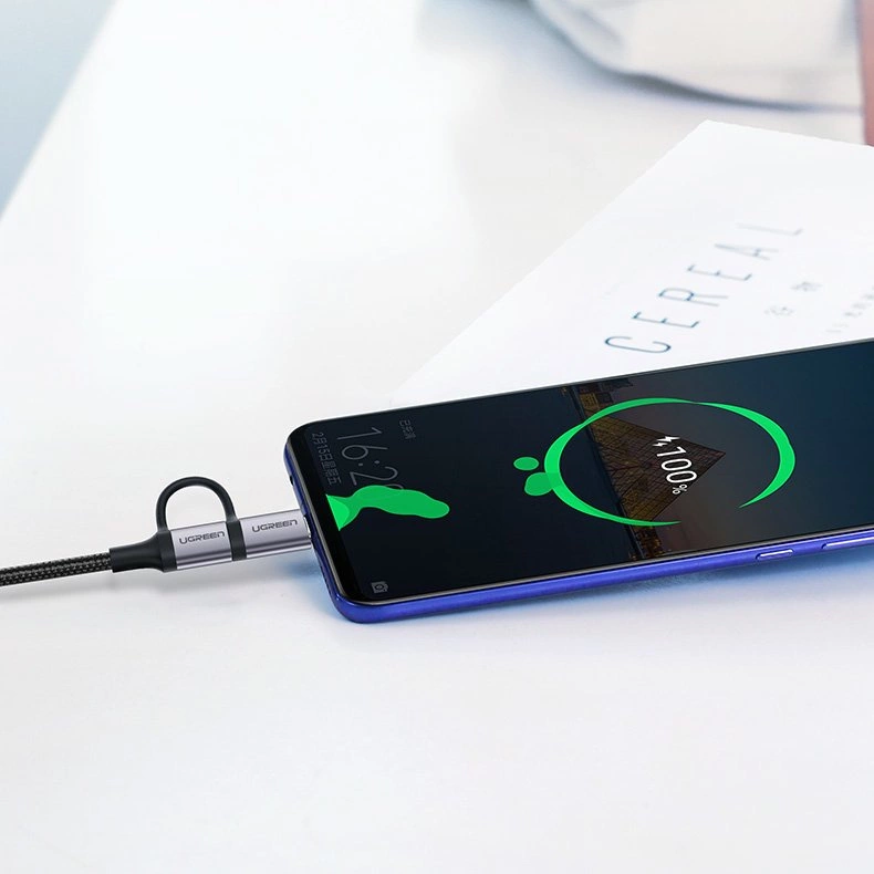 Ugreen cable 2in1 USB - micro USB / USB Type C cable 1m 2.4A black (30875)eng