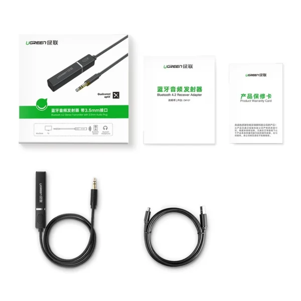 Ugreen Bluetooth 5.0 transmitter wireless audio adapter 3.5 mm mini jack black (40761 CM107)eng