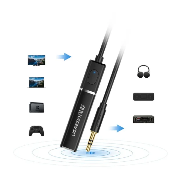 Ugreen Bluetooth 5.0 transmitter wireless audio adapter 3.5 mm mini jack black (40761 CM107)eng
