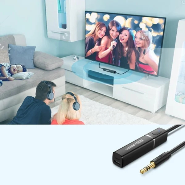 Ugreen Bluetooth 5.0 transmitter wireless audio adapter 3.5 mm mini jack black (40761 CM107)eng