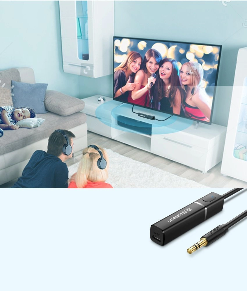 Ugreen Bluetooth 5.0 transmitter wireless audio adapter 3.5 mm mini jack black (40761 CM107)eng