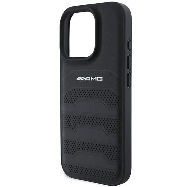 AMG Leather Debossed Lines Black Logo iPhone 16 Pro Case - Blackeng