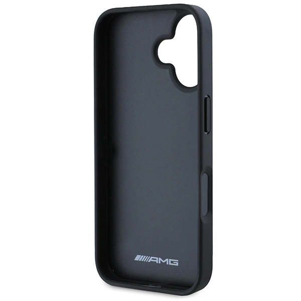 AMG Leather Debossed Lines Black Logo iPhone 16 Case - Blackeng
