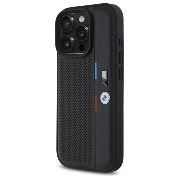 BMW M Perforated Tricolor Detail Line iPhone 16 Pro Case - Blackeng