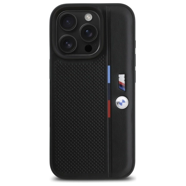 BMW M Perforated Tricolor Detail Line iPhone 16 Pro Case - Blackeng