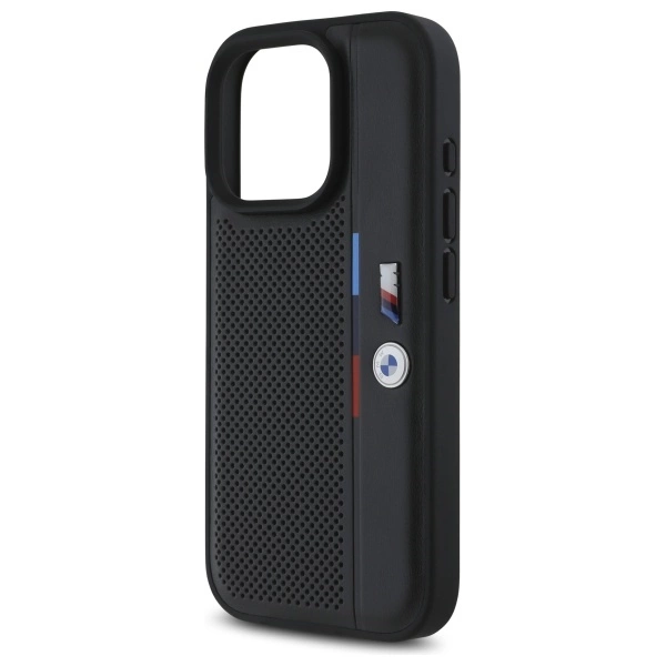 BMW M Perforated Tricolor Detail Line iPhone 16 Pro Case - Blackeng