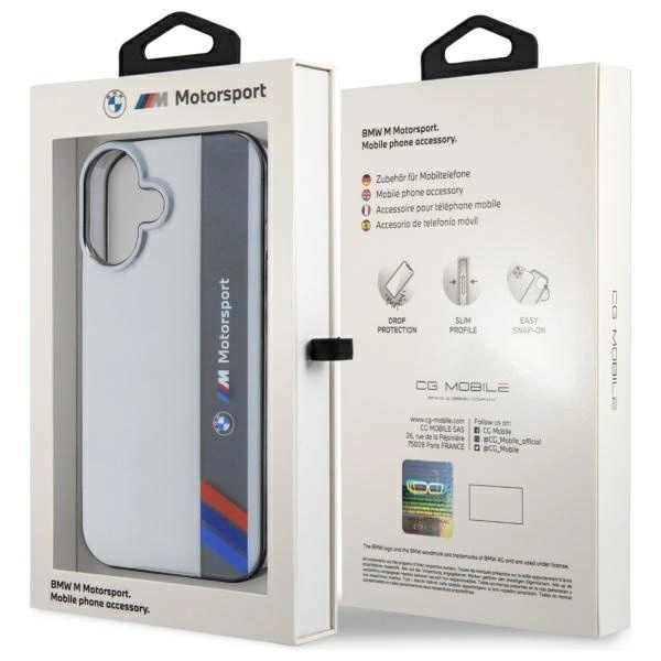 BMW Motosport IML Vertical Stripe iPhone 16 Plus Case - Grayeng