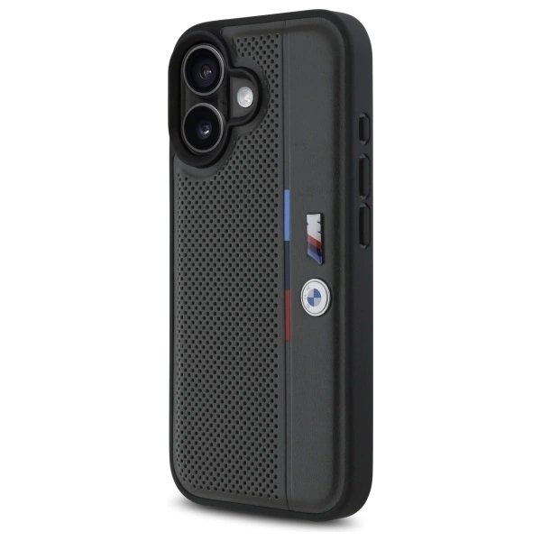 BMW M Perforated Tricolor Detail Line iPhone 16 Case - Dark Grayeng