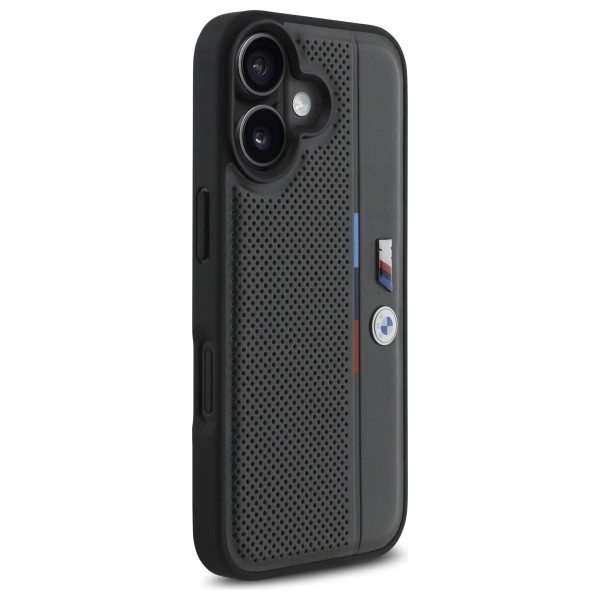 BMW M Perforated Tricolor Detail Line iPhone 16 Case - Dark Grayeng