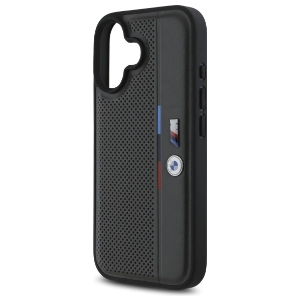 BMW M Perforated Tricolor Detail Line iPhone 16 Case - Dark Grayeng