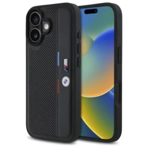 BMW M Perforated Tricolor Detail Line iPhone 16 Case - Blackeng