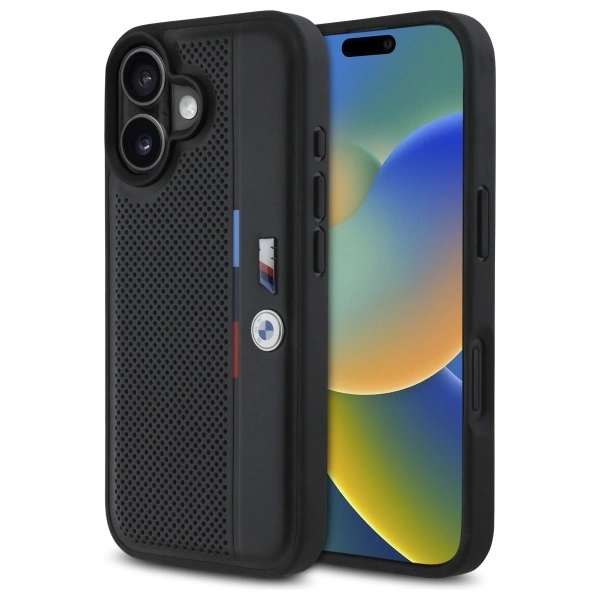 BMW M Perforated Tricolor Detail Line iPhone 16 Case - Blackeng