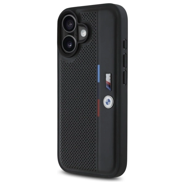 BMW M Perforated Tricolor Detail Line iPhone 16 Case - Blackeng