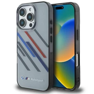 BMW Motosport IML Random Stripes iPhone 16 Pro Max Case - Grayeng