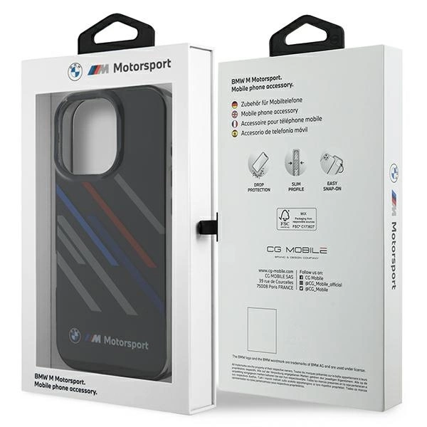BMW Motosport IML Random Stripes iPhone 16 Pro Max Case - Blackeng