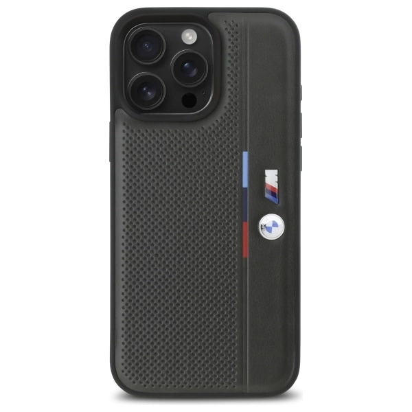 BMW M Perforated Tricolor Detail Line iPhone 16 Pro Max Case - Dark Grayeng