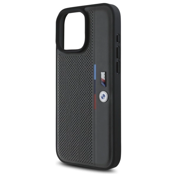 BMW M Perforated Tricolor Detail Line iPhone 16 Pro Max Case - Dark Grayeng