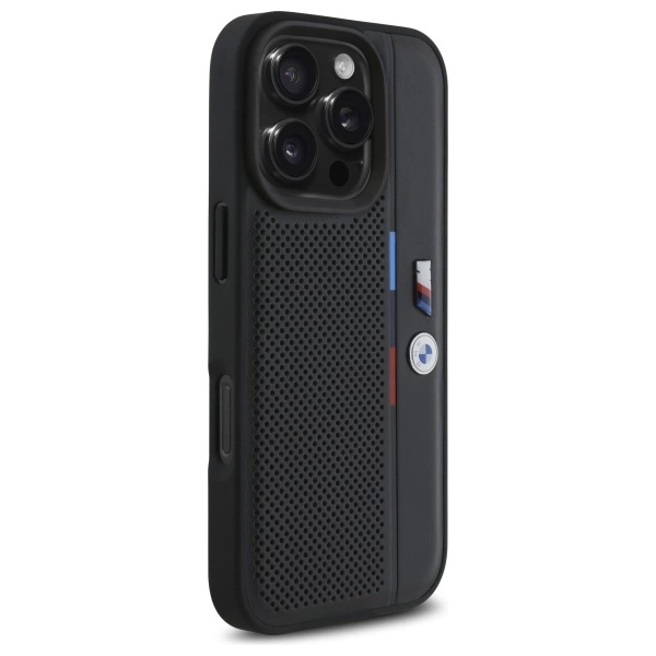 BMW M Perforated Tricolor Detail Line iPhone 16 Pro Max Case - Blackeng